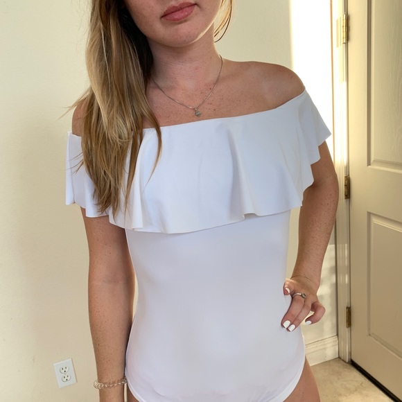 American Apparel Tops - 3x$20 Ruffle bodysuit white pullover swim material
